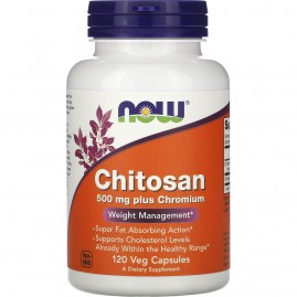 Биологически активная добавка NOW FOODS CHITOSAN WITH CHROMIUM (Хитозан), 500 мг - 120 капсул
