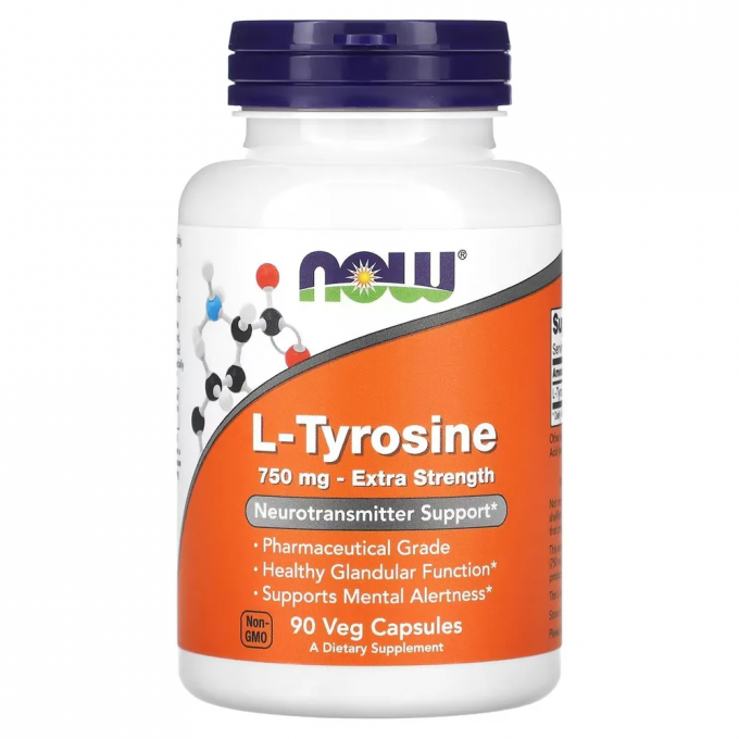 L-тирозин NOW FOODS TYROSINE 750mg 90 капсул NS29651