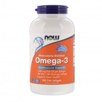 Рыбий жир NOW FOODS OMEGA-3, 1000 мг - 200 капсул